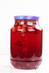 glass jar of red jam