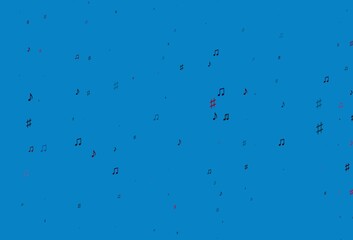 Light Blue, Red vector texture with musical notes.