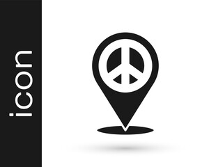 Black Location peace icon isolated on white background. Hippie symbol of peace. Vector.