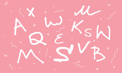 doodle sweet ABC.  Hand drawn vector illustration. Element for greeting cards, posters, stickers and seasonal design. Isolated on white background