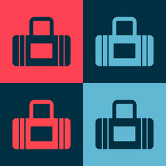 Pop art Sport bag icon isolated on color background. Vector.