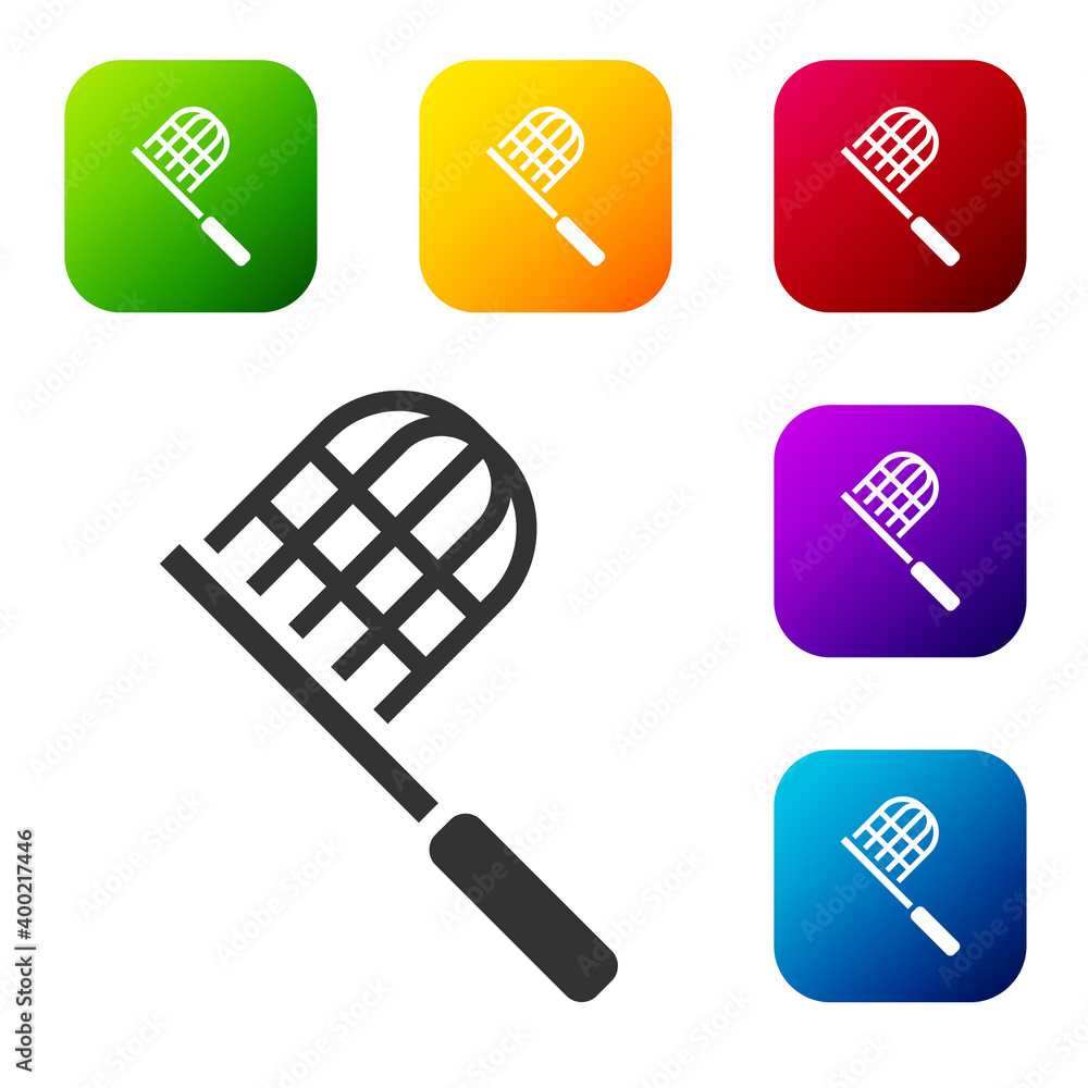 Aufkleber black butterfly net icon isolated on white background. set icons in color square buttons. vector.