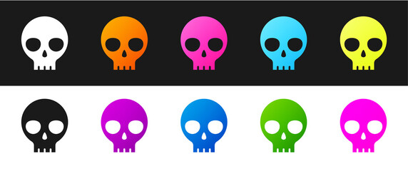 Naklejka premium Set Human skull icon isolated on black and white background. Vector.