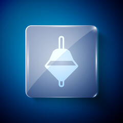 White Whirligig toy icon isolated on blue background. Square glass panels. Vector.