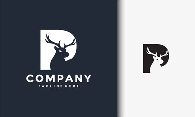 initials P deer logo