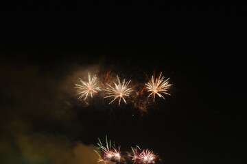 fireworks explosive on dark sky in night