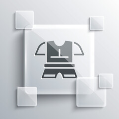 Grey Body armor icon isolated on grey background. Square glass panels. Vector.