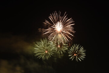 fireworks explosive on dark sky in night