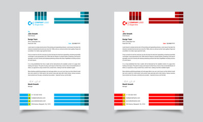 Elegant letterhead Design in minimalist Style Business Modern Creative A4 Size Vector Blue and Red Design