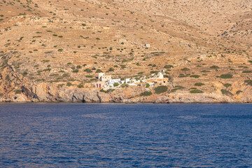 View of the coastline, Sikinos Island, Greece.