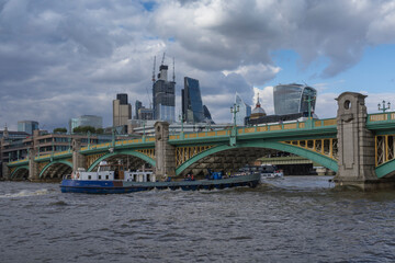 downtown of london seen from the river thames