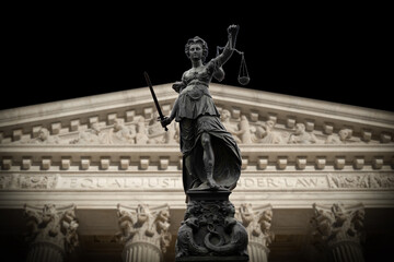 Justilia, Lady Justice or Themis statue infront of the Supreme Court of U.S.
