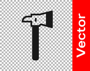 Black Firefighter axe icon isolated on transparent background. Fire axe. Vector.