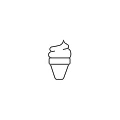 Illustration of White Ice Cream Cone Outline Icon - Fast Food Icon Set Vector Illustration Design.
