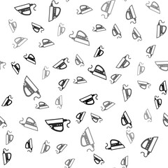 Black Electric iron icon isolated seamless pattern on white background. Steam iron. Vector.