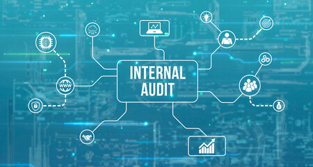 Internet, business, Technology and network concept.virtual screen of the future and sees the inscription: Internal audit