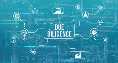 Internet, business, Technology and network concept.virtual screen of the future and sees the inscription: Due diligence