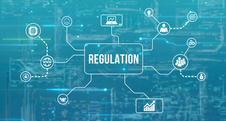 Internet, business, Technology and network concept. Regulation Compliance Rules Law Standard.