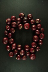 sweet red onions on background