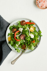 Fresh vegetable salad,flat lay, top view