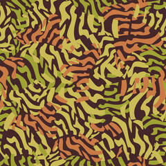 Vector seamless pattern of abstract geometrical figures in safari camouflage style. Textile or wallpaper design.