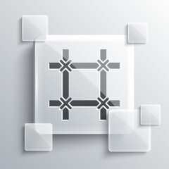 Grey Prison window icon isolated on grey background. Square glass panels. Vector.