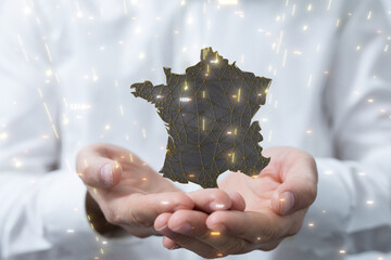 modern france map of the country 3d