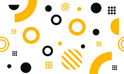 Vector geometric seamless pattern. Abstract yellow and black dots pattern with lines diagonally on white background. Vector illustration.