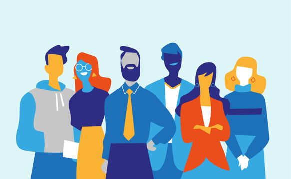 Squadra di professionisti di successo fatta di uomini e donne