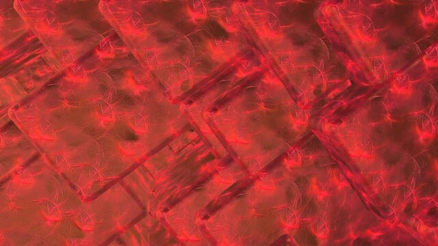 Abstract Video Screen Saver Moving Volumetric Red Background Computer Render