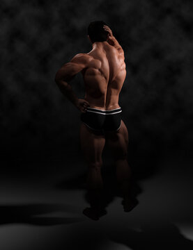 Bodybuilder with back exposition