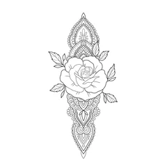 Gordijnen Mandala hand drawn flower and tattoo mandala  © Gloria