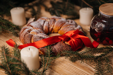 Christmas cake, homemade cinnamon baked goods