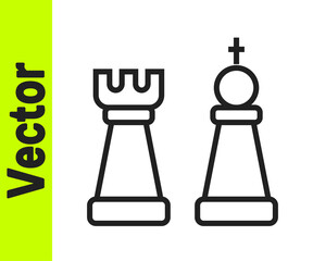 Black line Chess icon isolated on white background. Business strategy. Game, management, finance. Vector.