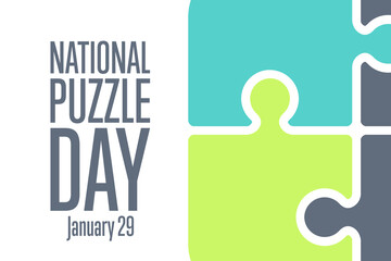 National Puzzle Day. January 29. Holiday concept. Template for background, banner, card, poster with text inscription. Vector EPS10 illustration.