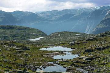 Mountain lake in tundra summer landscape, Norway