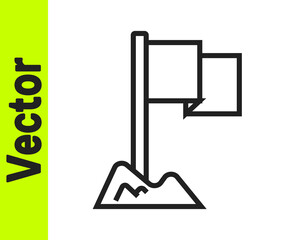 Black line Flag icon isolated on white background. Location marker symbol. Vector.