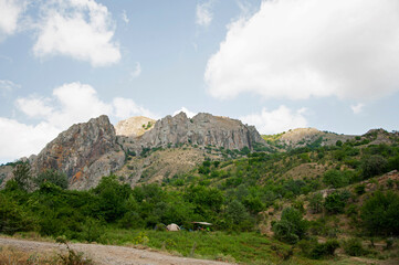 Camping in the Crimea mountains in summer