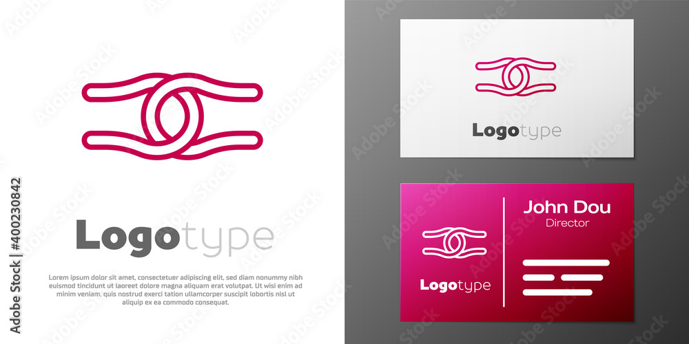Poster logotype line rope tied in a knot icon isolated on white background. logo design template element. v