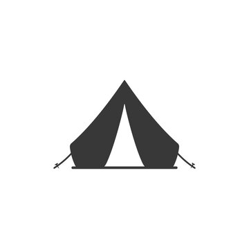 Tent black sign icon. Vector in modern flat illustration