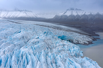 Nordenskiöld glacier from above, Svalbard, Norway