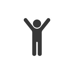 Obraz premium Man raised two hands icon, vector simple isolated illustration