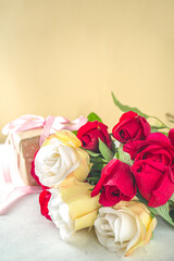  Gift box and roses background
