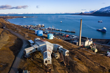 Longyearbyen from above, Svalbard, Norway