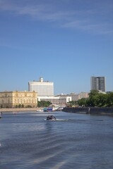 Naklejka premium Beautiful Moscow river and buildings