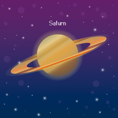 Naklejka na ściany i meble Vector illustration of the planet Saturn on the background of space. Astronomical collection.