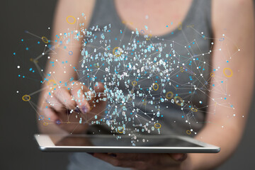 cloud Digital Network and data concept.