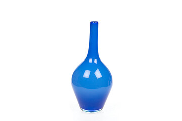 decorative colored glass vase on white background isolated