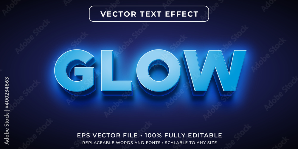 Wall mural editable text effect in glowing neon blue style - Wall murals