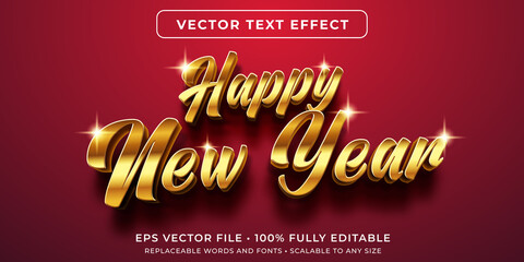 Editable text effect in golden happy new year style